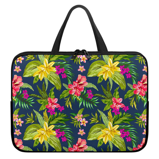 Aloha Hawaiian Flowers Pattern Print Laptop Sleeve With Handle