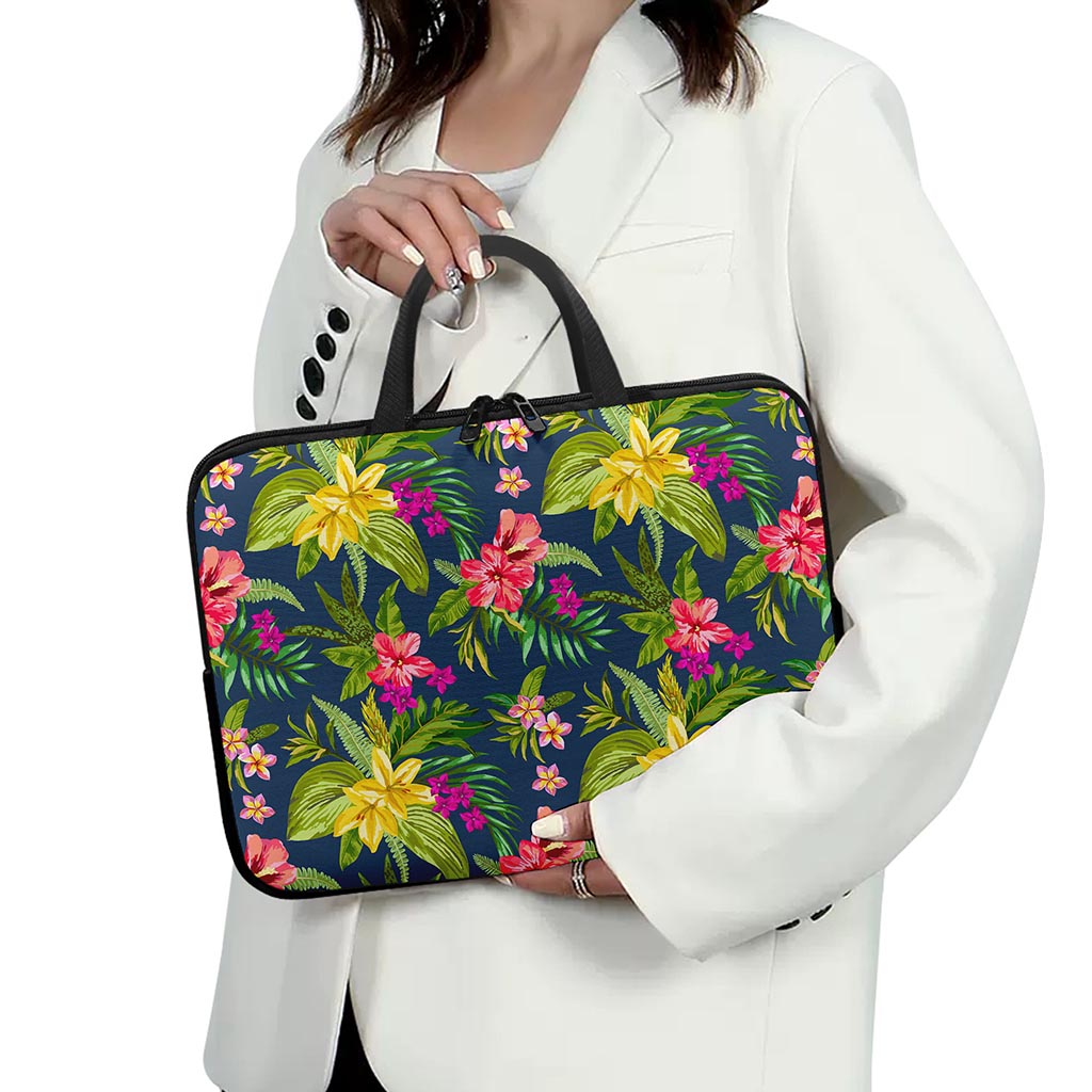 Aloha Hawaiian Flowers Pattern Print Laptop Sleeve With Handle