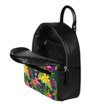 Aloha Hawaiian Flowers Pattern Print Leather Backpack