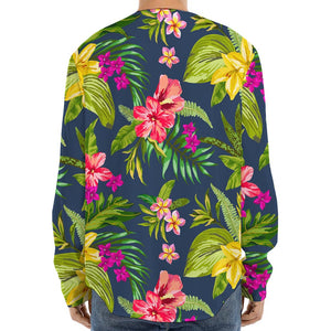 Aloha Hawaiian Flowers Pattern Print Long Sleeve Baseball Jersey