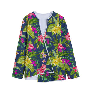 Aloha Hawaiian Flowers Pattern Print Long Sleeve Short Coat