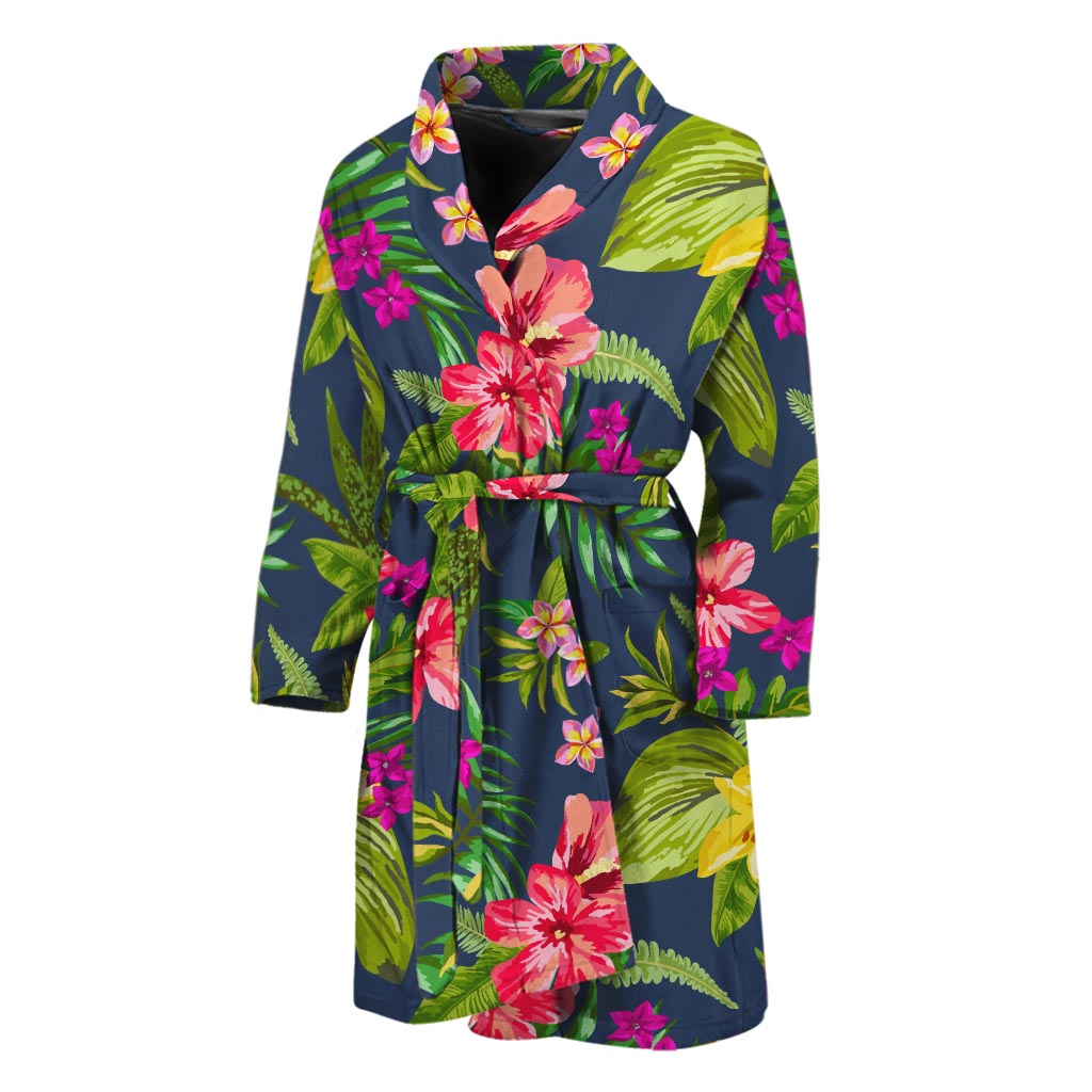 Aloha Hawaiian Flowers Pattern Print Men's Bathrobe