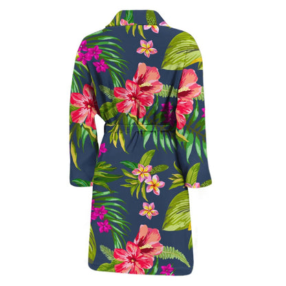 Aloha Hawaiian Flowers Pattern Print Men's Bathrobe