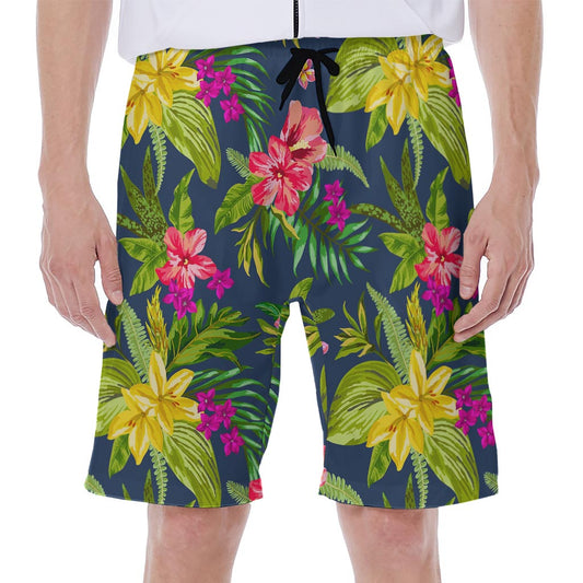 Aloha Hawaiian Flowers Pattern Print Men's Beach Shorts