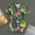 Aloha Hawaiian Flowers Pattern Print Men's Bodysuit