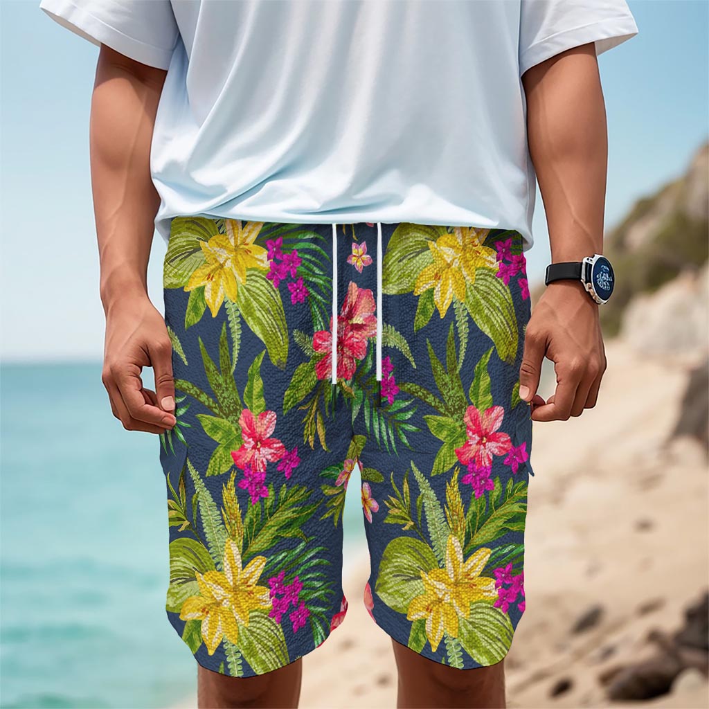 Aloha Hawaiian Flowers Pattern Print Men's Cargo Shorts