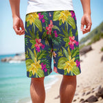 Aloha Hawaiian Flowers Pattern Print Men's Cargo Shorts