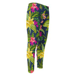 Aloha Hawaiian Flowers Pattern Print Men's Compression Pants