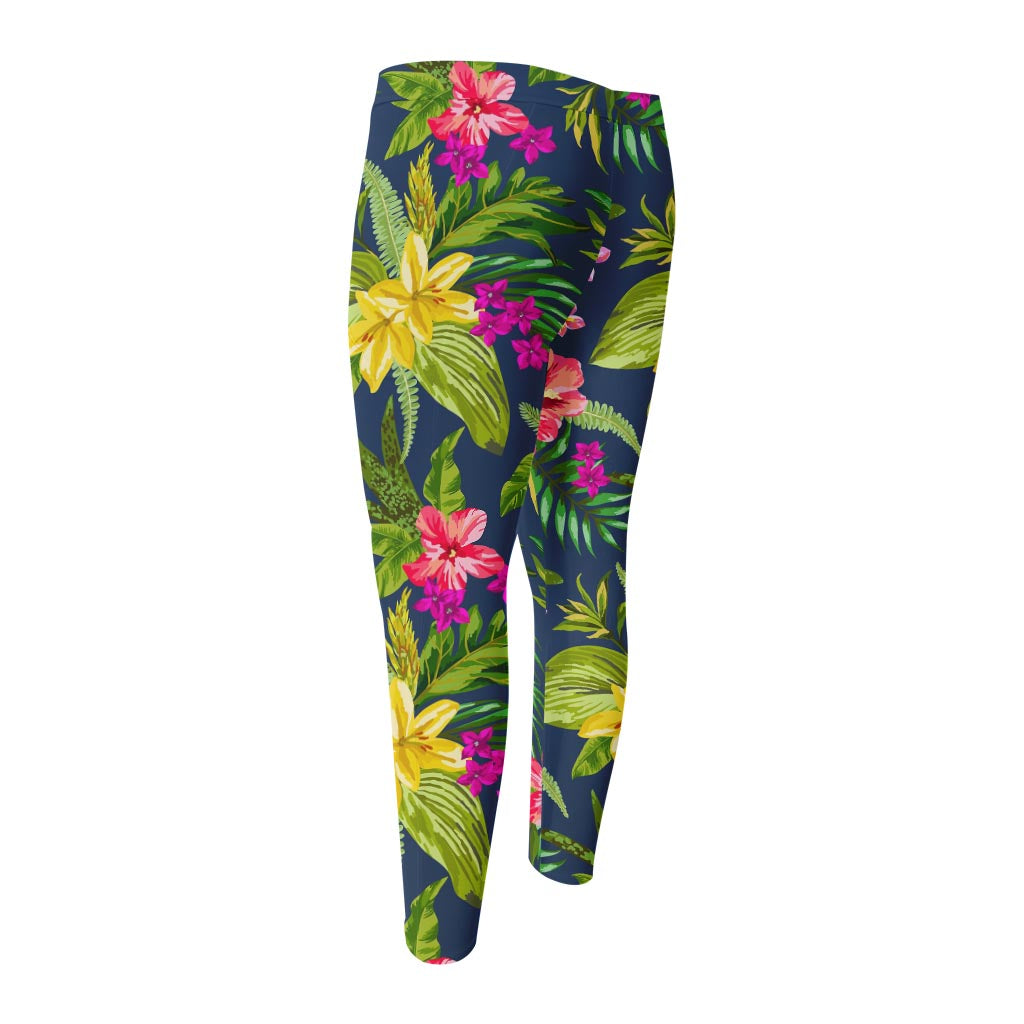 Aloha Hawaiian Flowers Pattern Print Men's Compression Pants