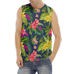 Aloha Hawaiian Flowers Pattern Print Men's Fitness Tank Top