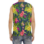 Aloha Hawaiian Flowers Pattern Print Men's Fitness Tank Top