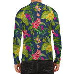 Aloha Hawaiian Flowers Pattern Print Men's Long Sleeve Rash Guard