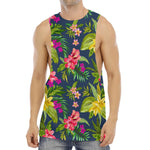 Aloha Hawaiian Flowers Pattern Print Men's Muscle Tank Top