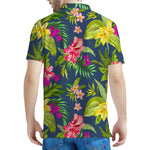 Aloha Hawaiian Flowers Pattern Print Men's Polo Shirt