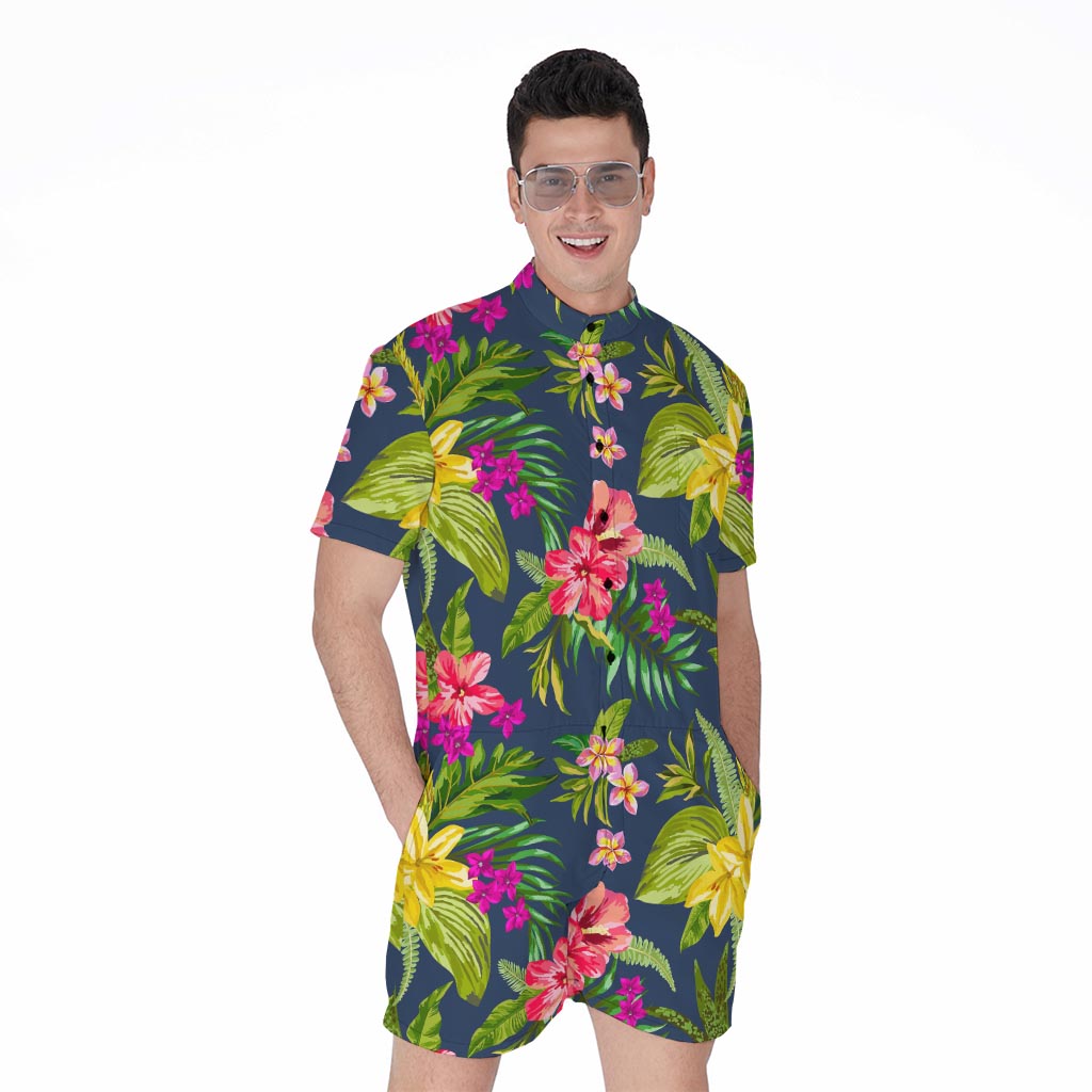 Aloha Hawaiian Flowers Pattern Print Men's Rompers