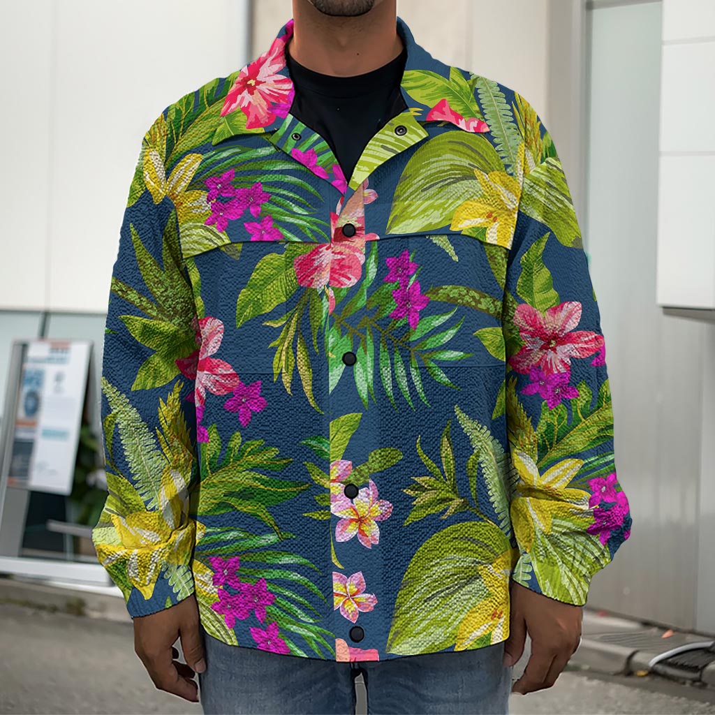 Aloha Hawaiian Flowers Pattern Print Men's Shirt Jacket