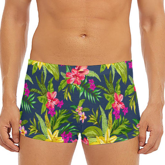 Aloha Hawaiian Flowers Pattern Print Men's Short Boxer Briefs