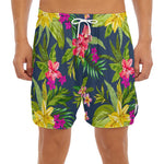 Aloha Hawaiian Flowers Pattern Print Men's Split Running Shorts