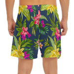 Aloha Hawaiian Flowers Pattern Print Men's Split Running Shorts