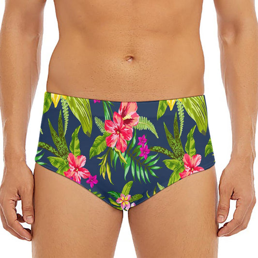 Aloha Hawaiian Flowers Pattern Print Men's Triangle Swim Briefs