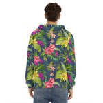 Aloha Hawaiian Flowers Pattern Print Men's Velvet Pullover Hoodie