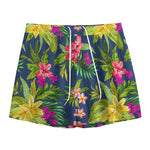 Aloha Hawaiian Flowers Pattern Print Mesh Shorts