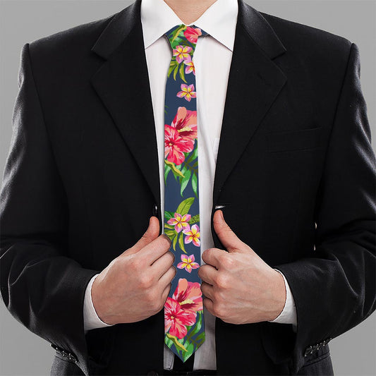 Aloha Hawaiian Flowers Pattern Print Necktie