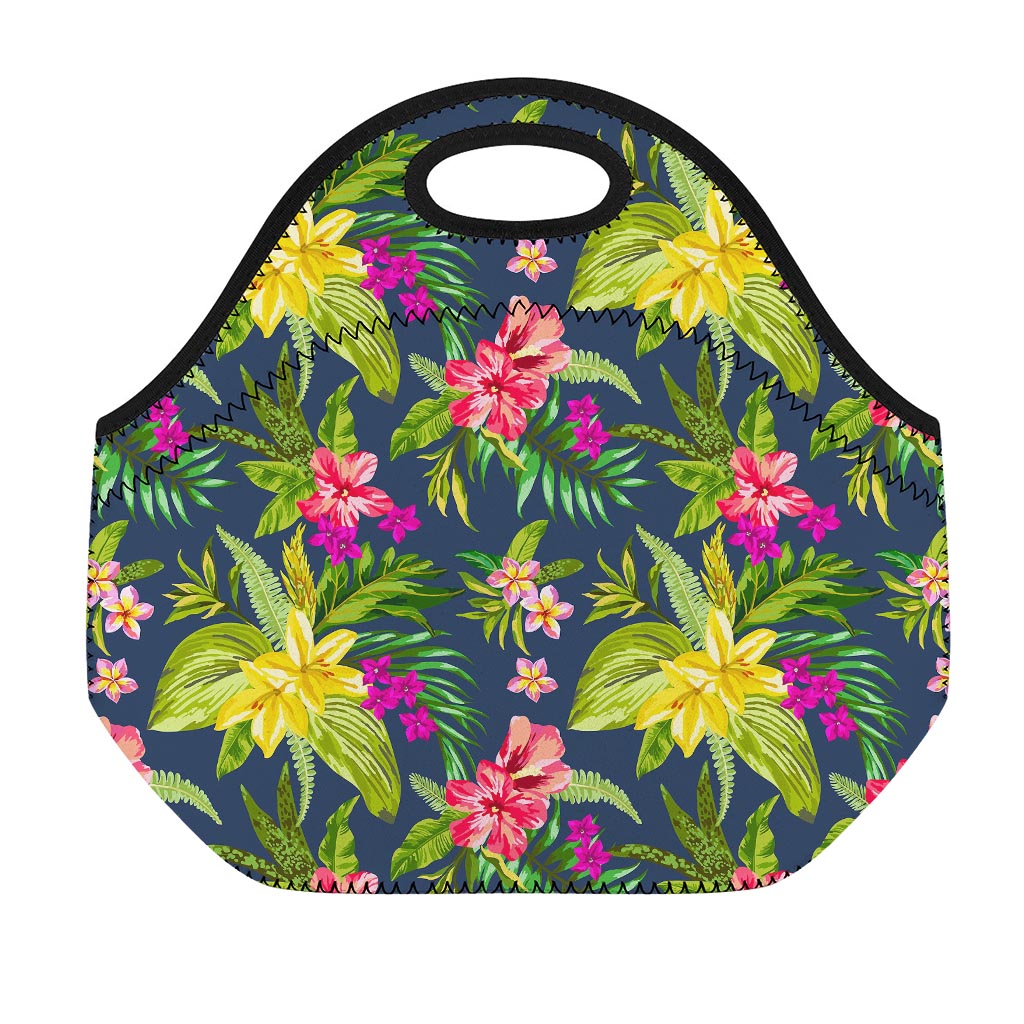 Aloha Hawaiian Flowers Pattern Print Neoprene Lunch Bag