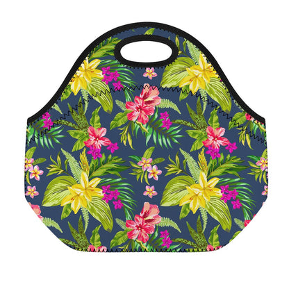 Aloha Hawaiian Flowers Pattern Print Neoprene Lunch Bag