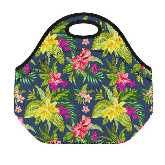 Aloha Hawaiian Flowers Pattern Print Neoprene Lunch Bag