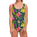 Aloha Hawaiian Flowers Pattern Print One Piece Swimsuit