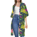 Aloha Hawaiian Flowers Pattern Print Open Front Beach Cover Up