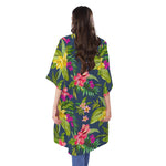 Aloha Hawaiian Flowers Pattern Print Open Front Beach Cover Up