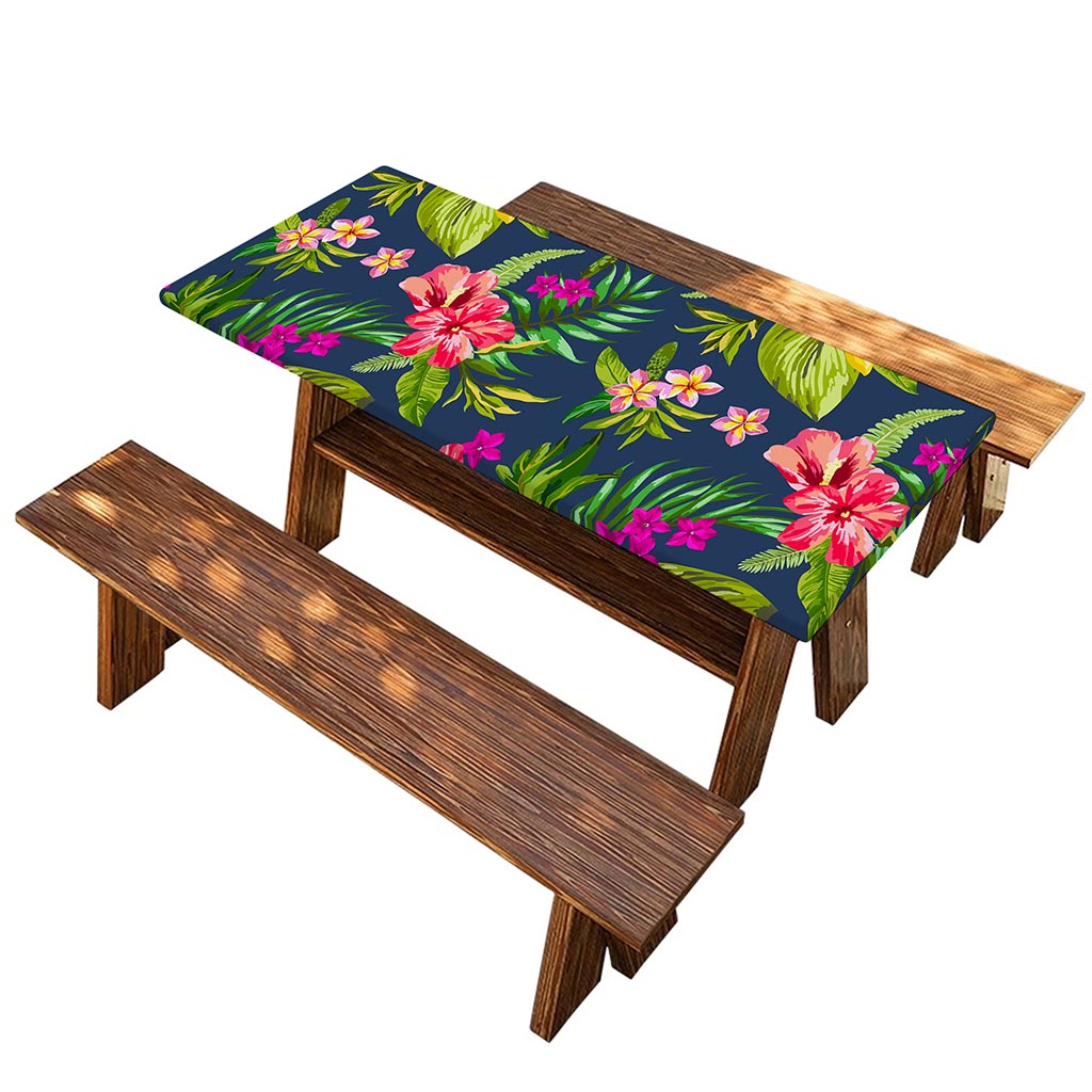 Aloha Hawaiian Flowers Pattern Print Picnic Table Cover