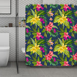 Aloha Hawaiian Flowers Pattern Print Polyester Shower Curtain