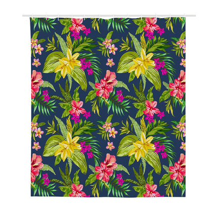 Aloha Hawaiian Flowers Pattern Print Polyester Shower Curtain