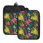 Aloha Hawaiian Flowers Pattern Print Pot Holders With Pocket