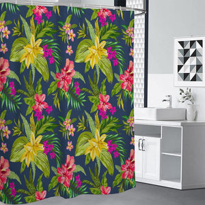 Aloha Hawaiian Flowers Pattern Print Premium Shower Curtain