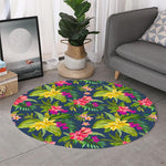 Aloha Hawaiian Flowers Pattern Print Round Rug