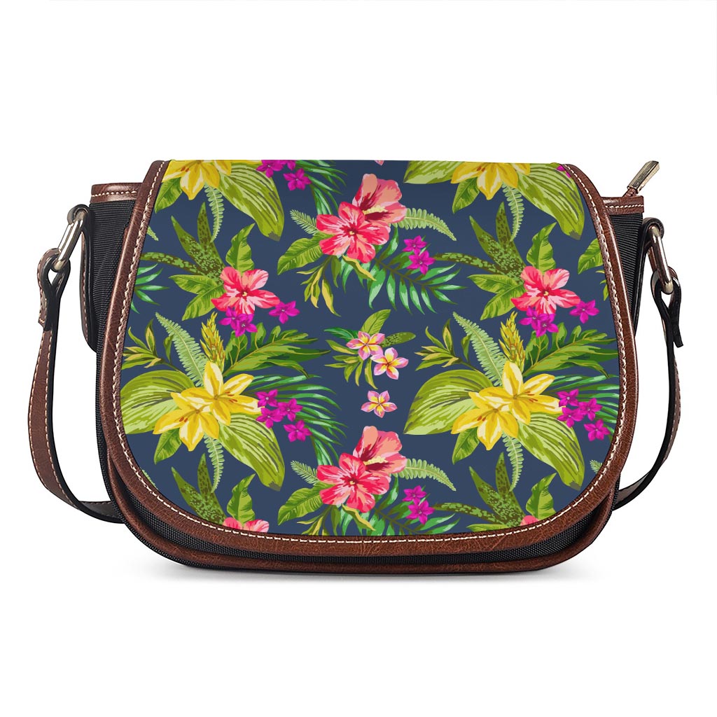Aloha Hawaiian Flowers Pattern Print Saddle Bag