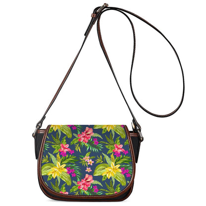Aloha Hawaiian Flowers Pattern Print Saddle Bag
