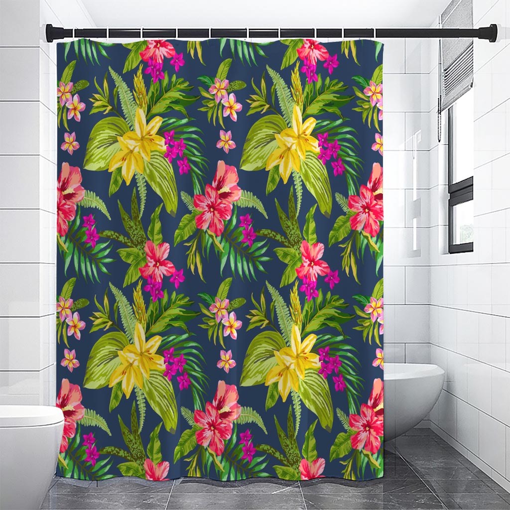 Aloha Hawaiian Flowers Pattern Print Shower Curtain