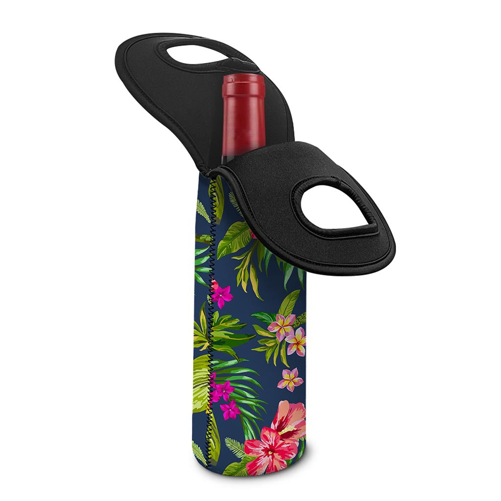 Aloha Hawaiian Flowers Pattern Print Single Neoprene Wine Tote
