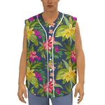 Aloha Hawaiian Flowers Pattern Print Sleeveless Baseball Jersey