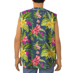 Aloha Hawaiian Flowers Pattern Print Sleeveless Baseball Jersey