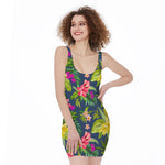 Aloha Hawaiian Flowers Pattern Print Sleeveless Bodycon Dress