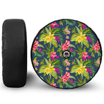 Aloha Hawaiian Flowers Pattern Print Tire Cover With Camera Hole