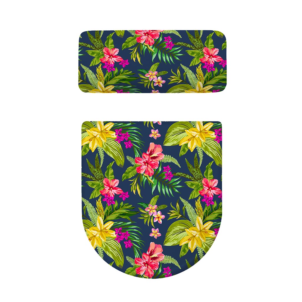 Aloha Hawaiian Flowers Pattern Print Toilet Lid And Tank Cover Set