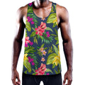 Aloha Hawaiian Flowers Pattern Print Men's Workout Tank Top