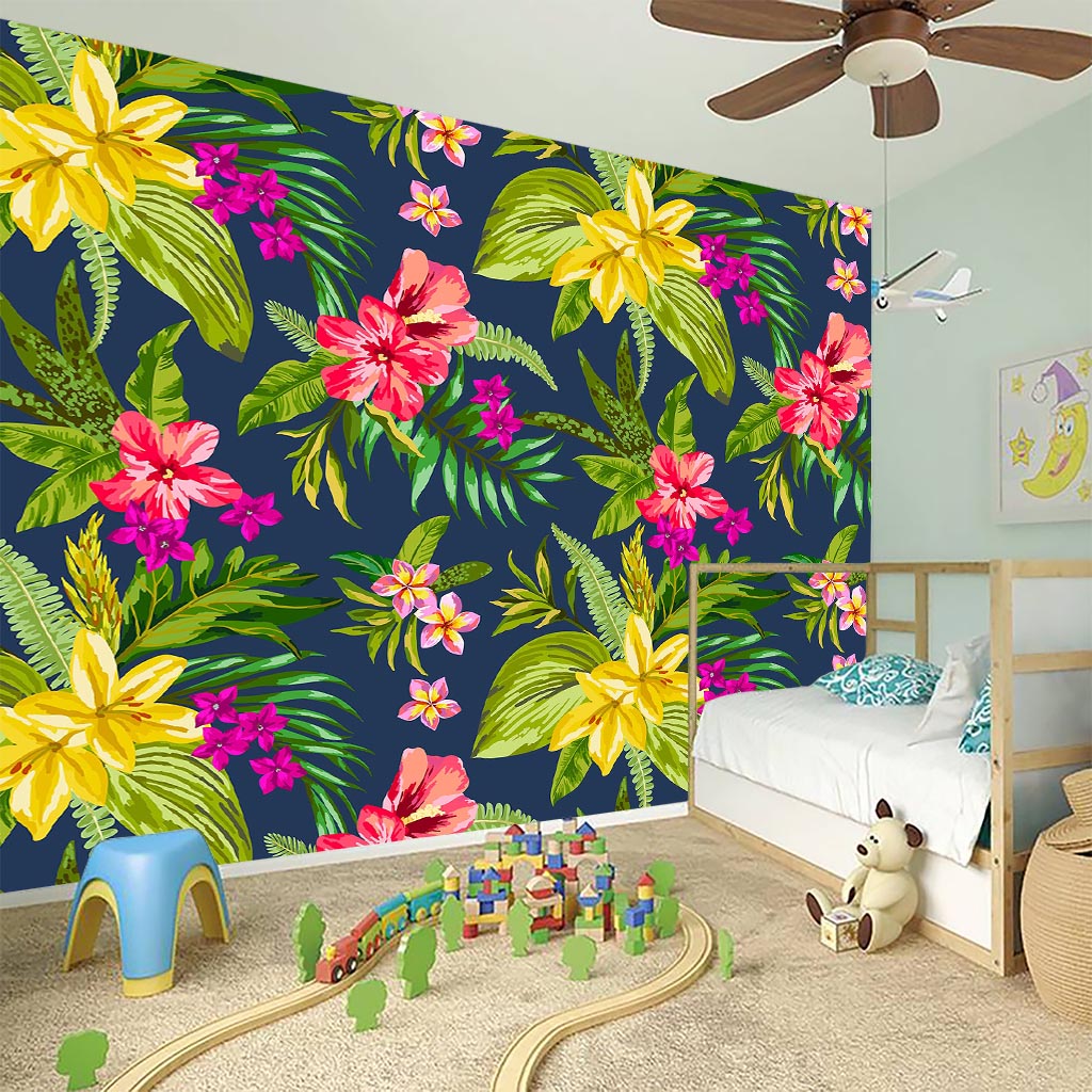 Aloha Hawaiian Flowers Pattern Print Wall Sticker